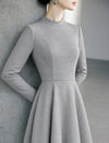 Mock Neck Long Sleeve A-Line Midi Dress