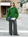 Emerald Wool Cable-Knit Oversized Sweater