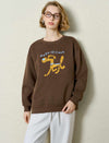Cartoon‑Dog Embroidered Crew‑Neck Sweatshirt