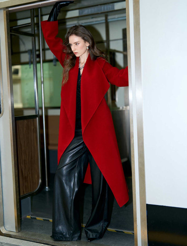 Self-Tie 100% Wool Wrap Coat