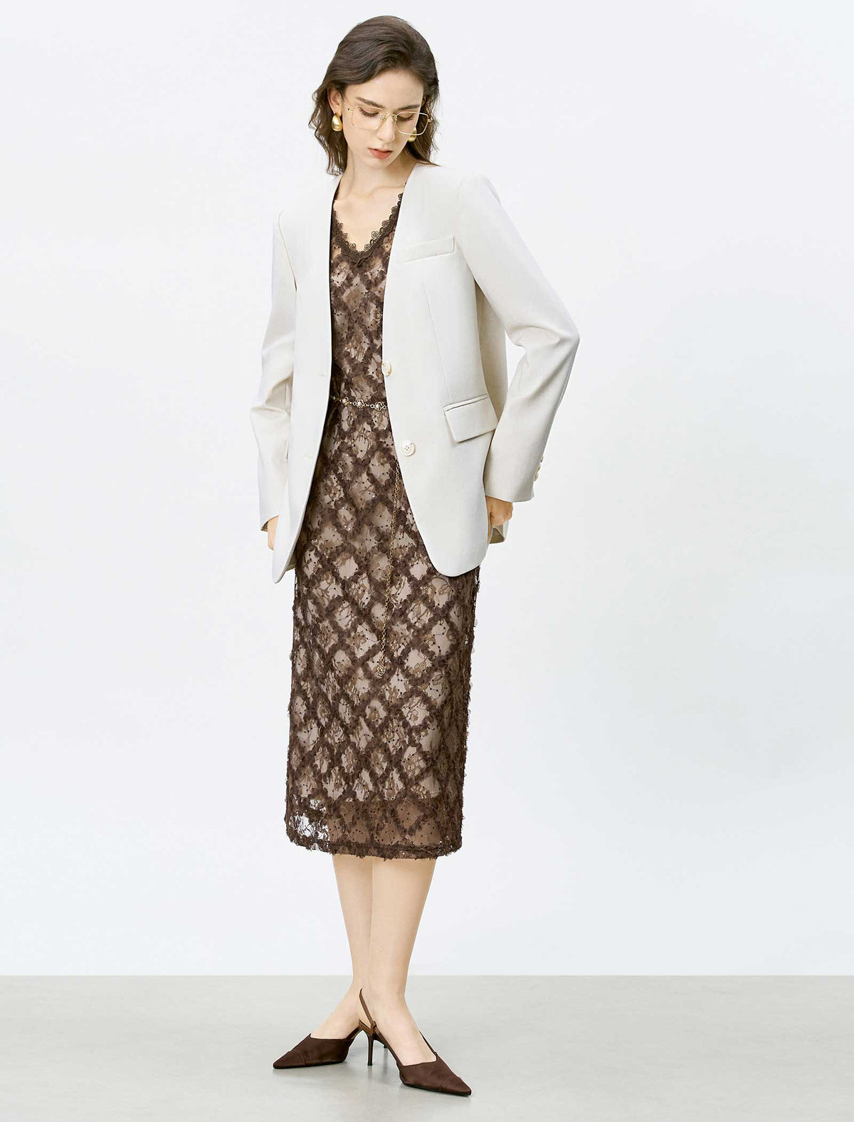 Off-White Collarless Blazer