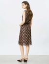 Brown Lace Embroidered Sleeveless Top