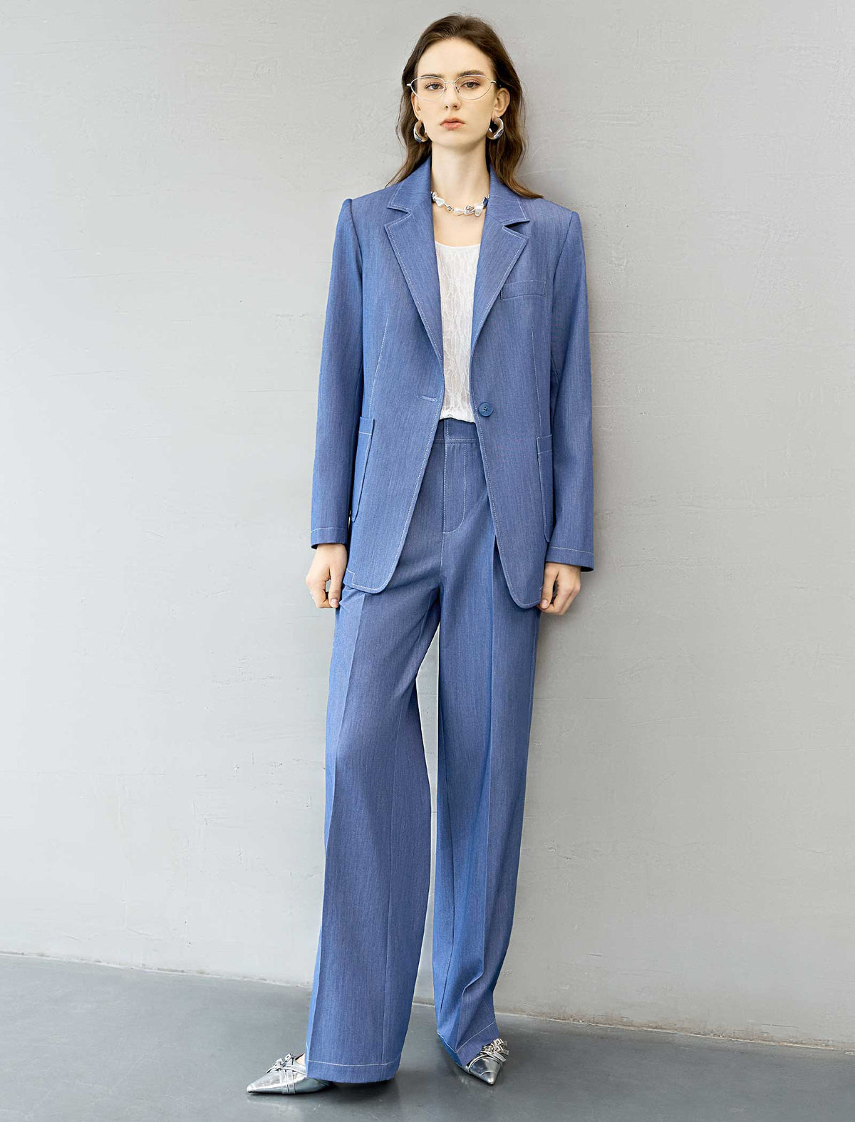 Light Blue Wide Leg Pants