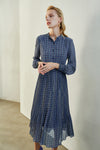 Navy Multi-Color Plaid Midi Dress