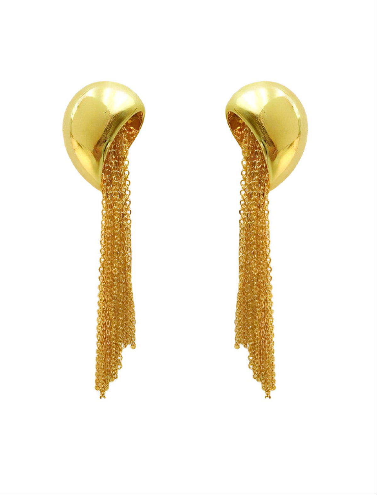 Curved Chain Fringe Drop Earrings