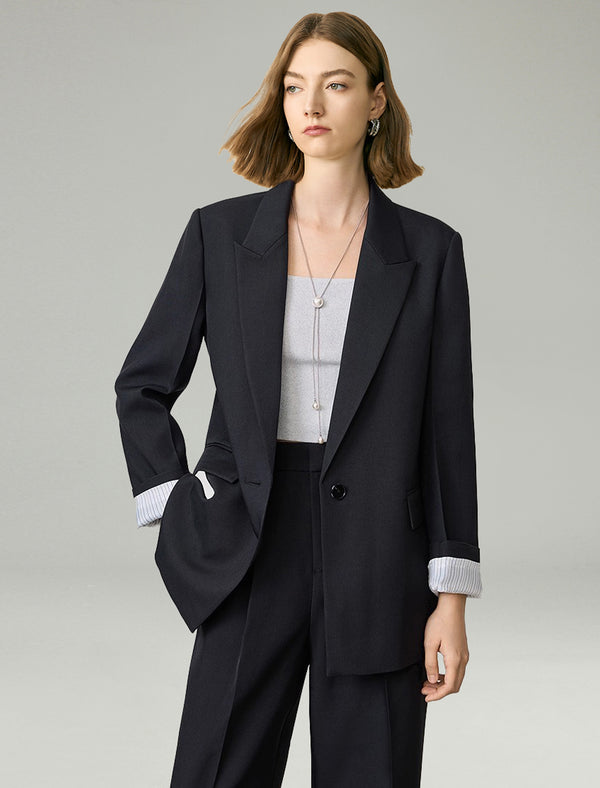 One Button Relaxed Fit Blazer