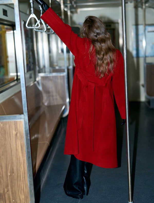 Self-Tie 100% Wool Wrap Coat