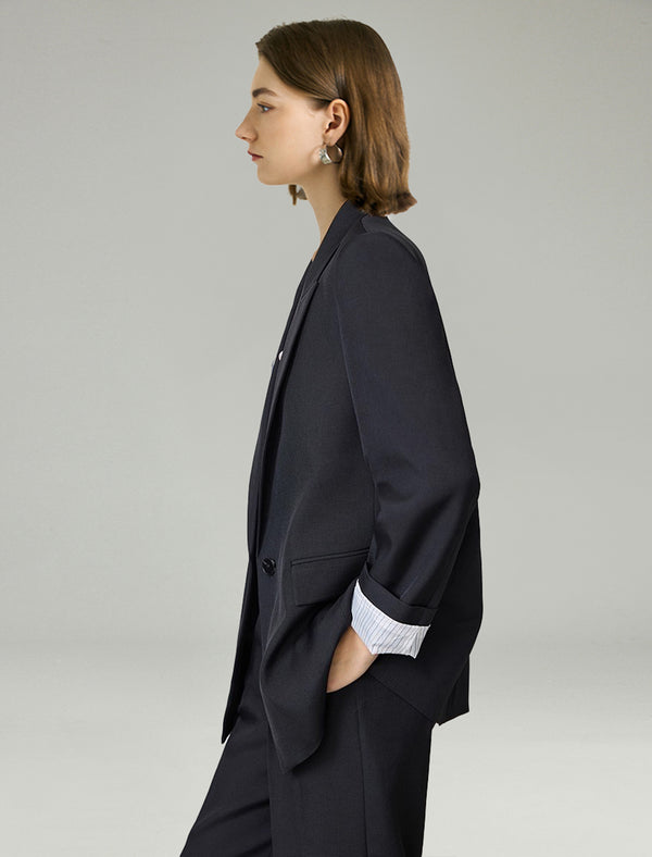 One Button Relaxed Fit Blazer