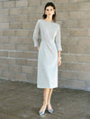 Boat Neck Midi Sheath Dress