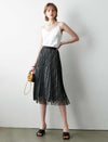 Elegant Lace Pleated A-Line Skirt