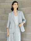 Light Grey Three-Quarter Sleeve Blazer