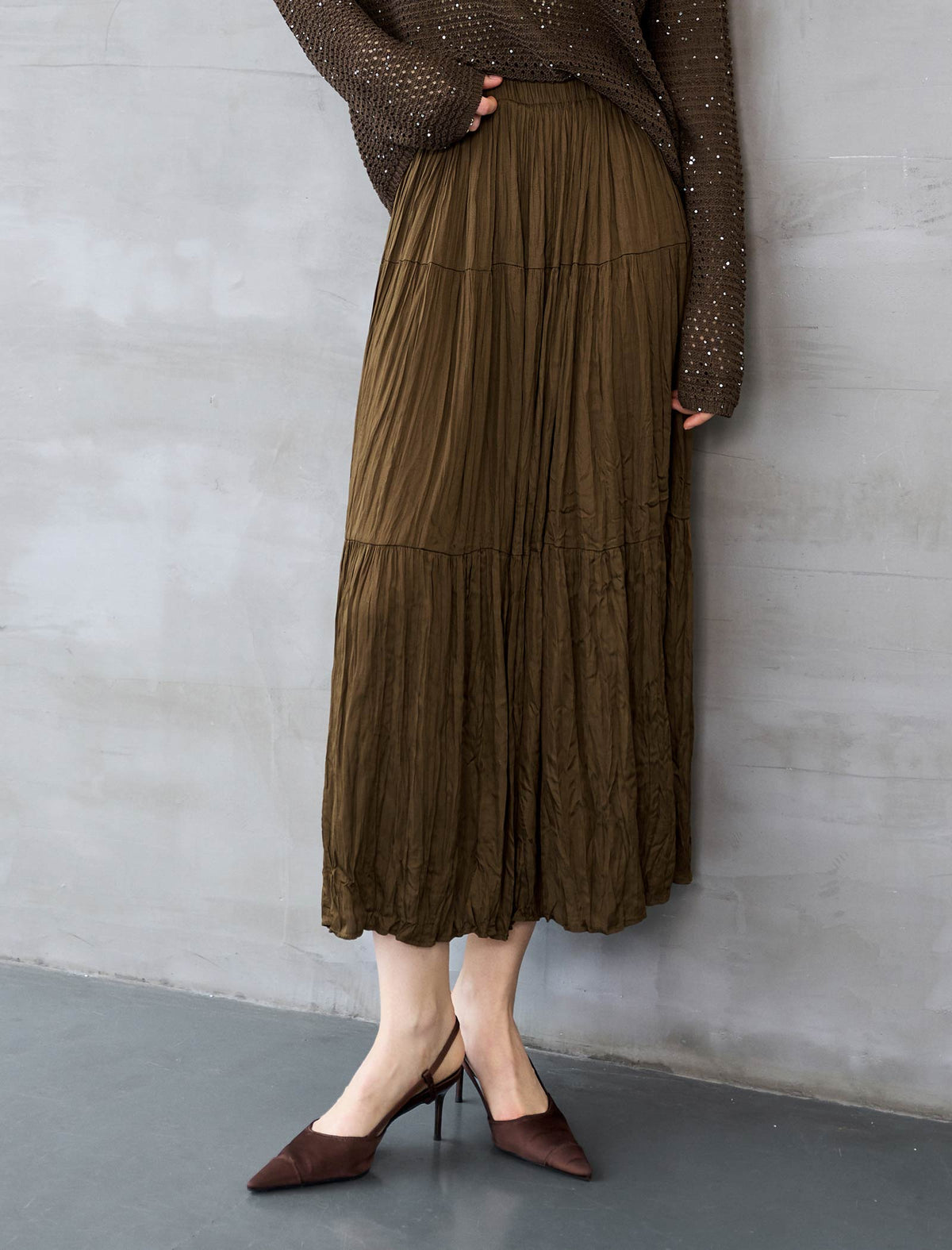 Crinkled Maxi Skirt