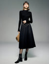 Pleated A-Line Midi Skirt