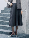Pleated A Line Midi Skirt