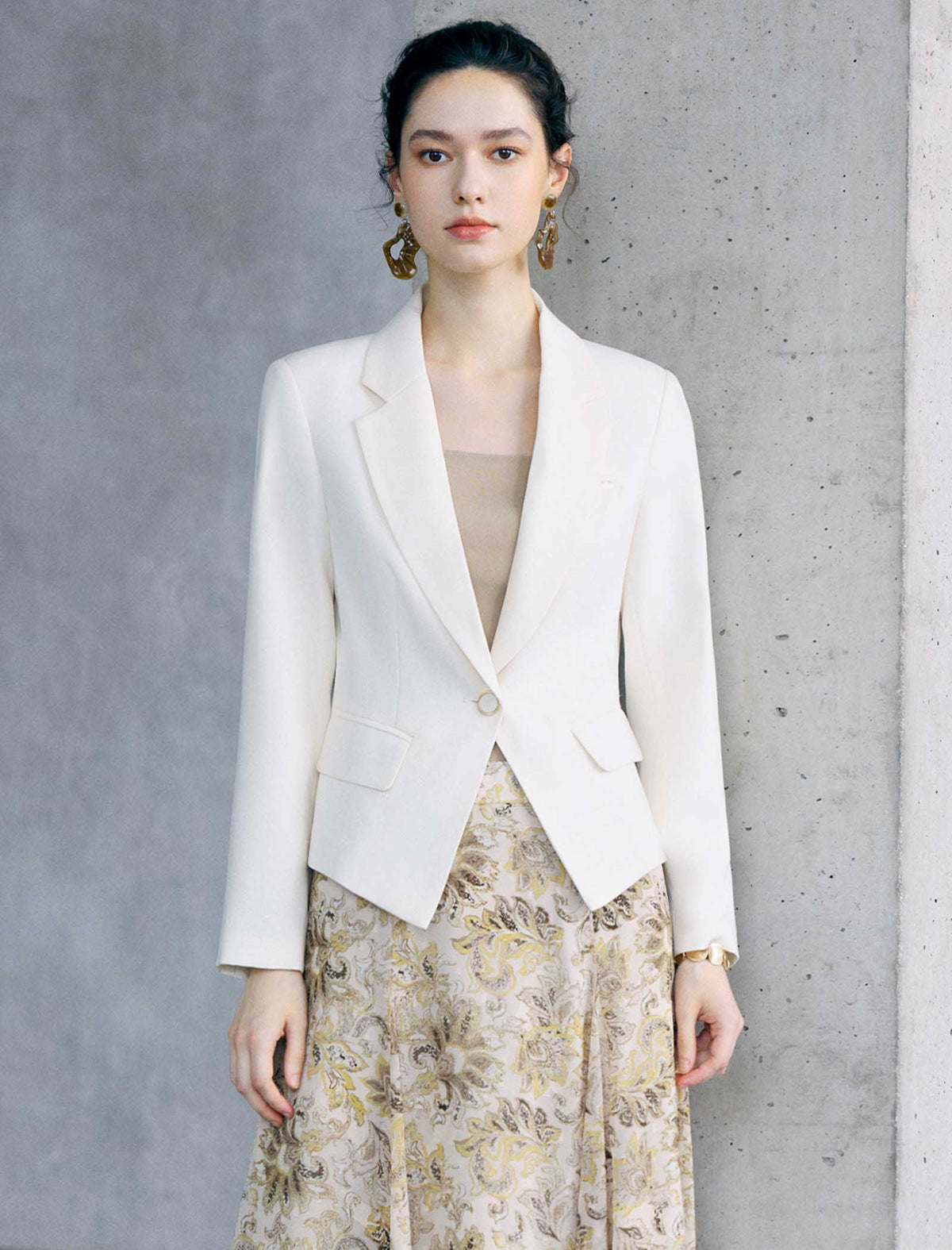 Notched Lapel Long Sleeve Blazer