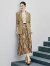 Abstract Print Pleated A-Line Midi Skirt