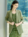 Sage Green Acetate Textured Double-Breasted Blazer