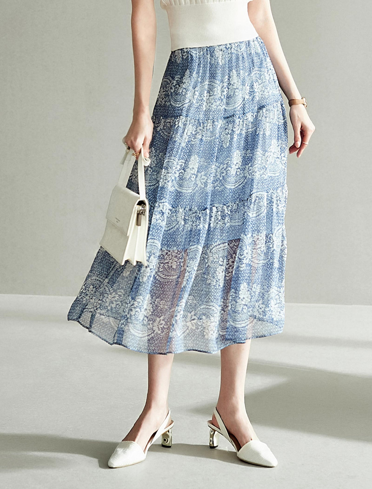 Elegant Floral Print Skirt