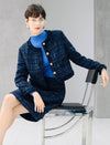 Metallic Thread Textured Round Neck Cropped Jacket