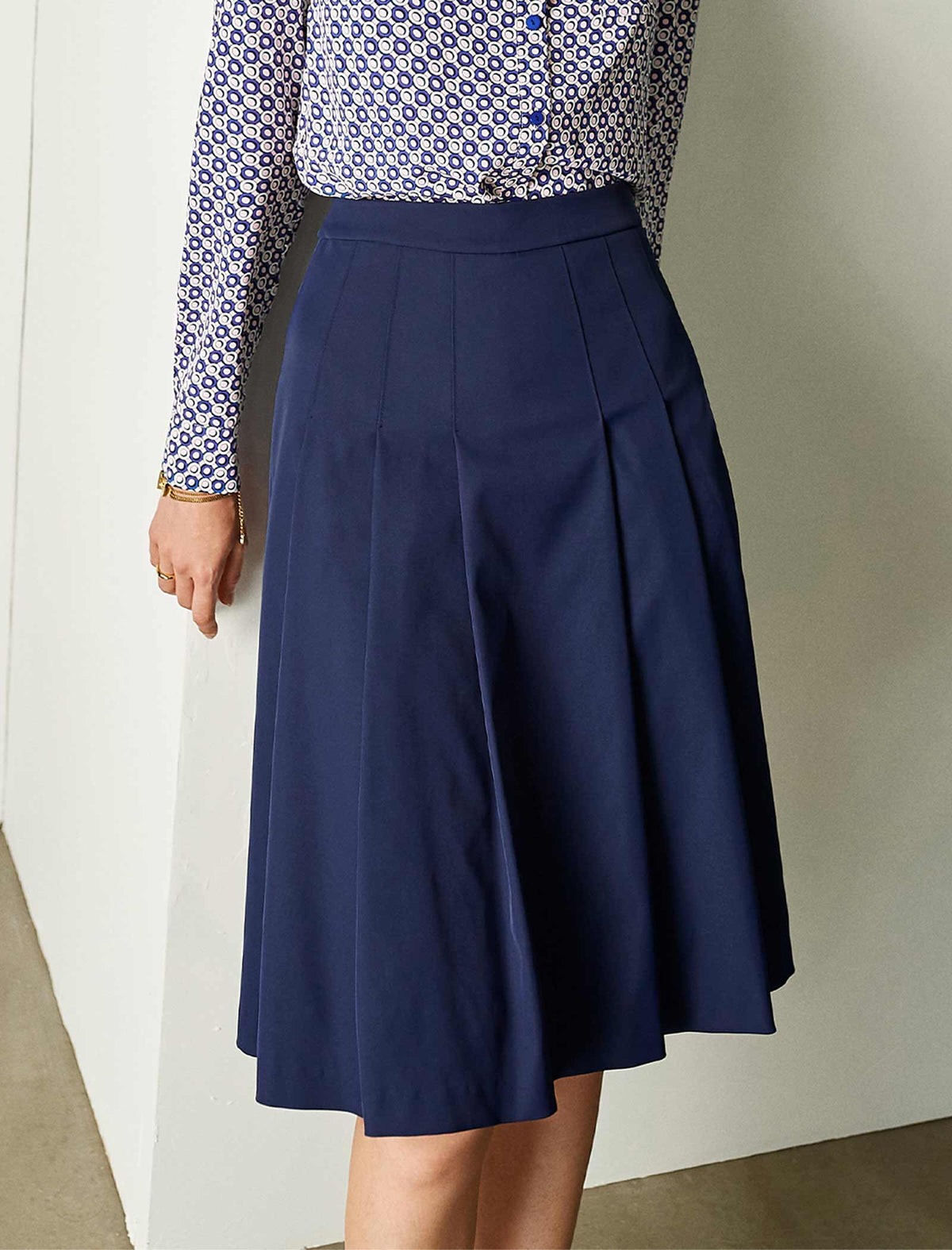 Solid Color Pleated A-Line Skirt