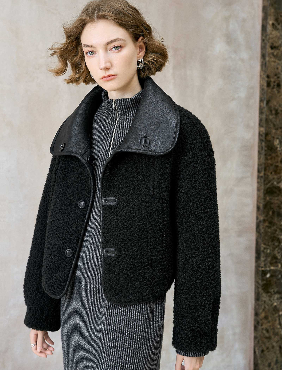 Reversible Faux Shearling Cropped Jacket