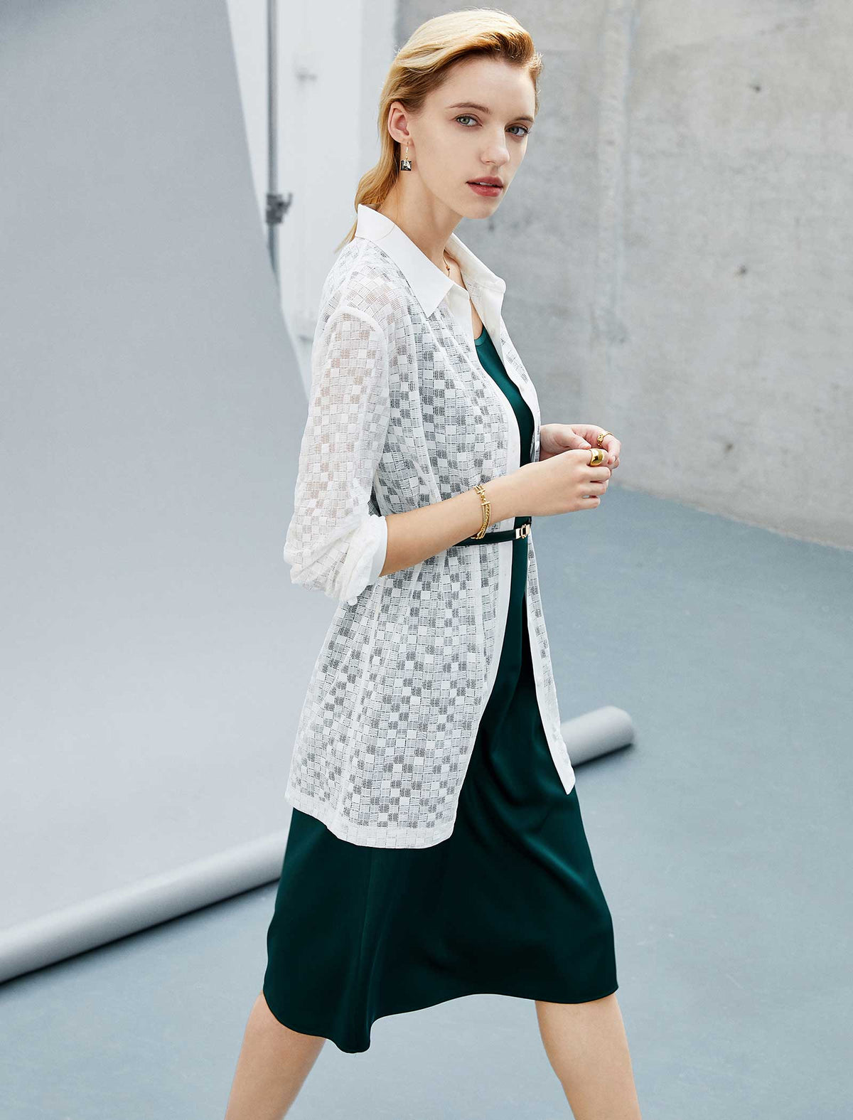 White Lace Cutout Blouse