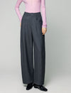 Wool Blend High-Waist Pocket Wide-Leg Pants