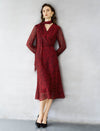Ruby Red Metallic Stripe Midi Dress