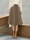Wool Blend Plaid Relaxed A-Line Skirt