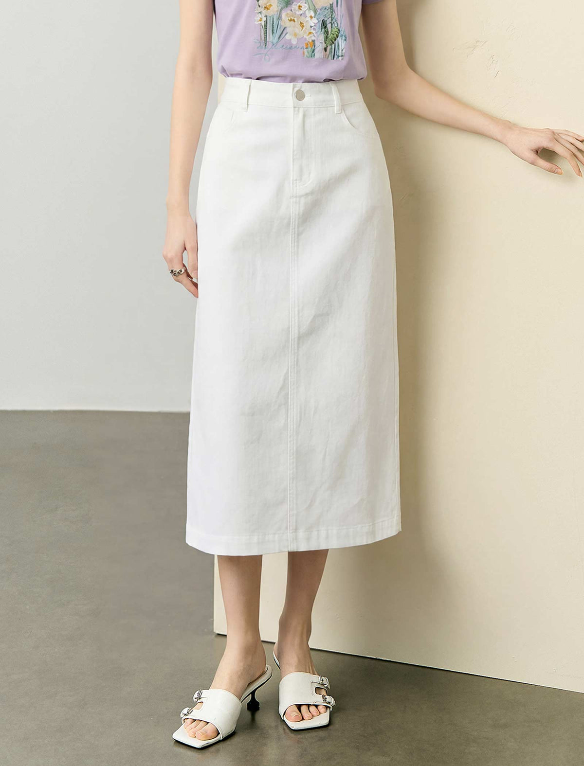 Soft Lyocell Denim Midi Skirt