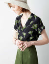 V-Neck Floral Silk Shirt