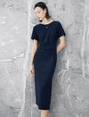 Knot-Waist Textured Maxi Dress