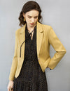 Single Button Textured Cropped Blazer