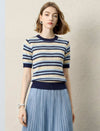 Tencel Striped Short-Sleeve Knit Top