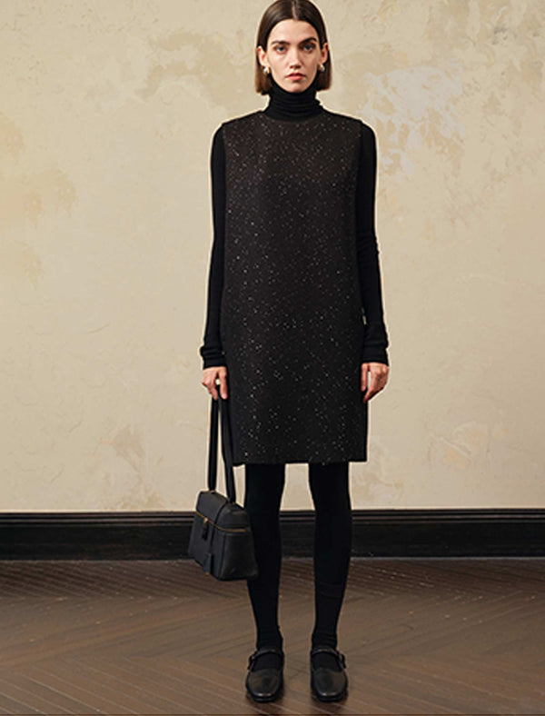 Wool-Blend Sleeveless Shift Dress