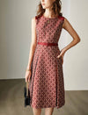 Sleeveless Geometric Jacquard Dress