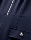 Vintage Collar Zipper Front Short Sleeve Knee Length Dress