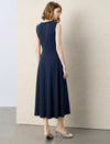 Side Ruched A-Line Sleeveless Midi Dress