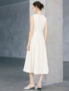 Textured Sleeveless Fit-and-Flare Midi Dress