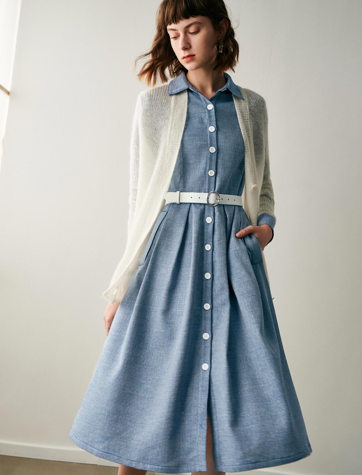 Classic Plaid Button-Front Dress