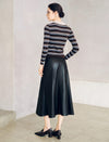 Wool Blend Striped Long Sleeve Sweater