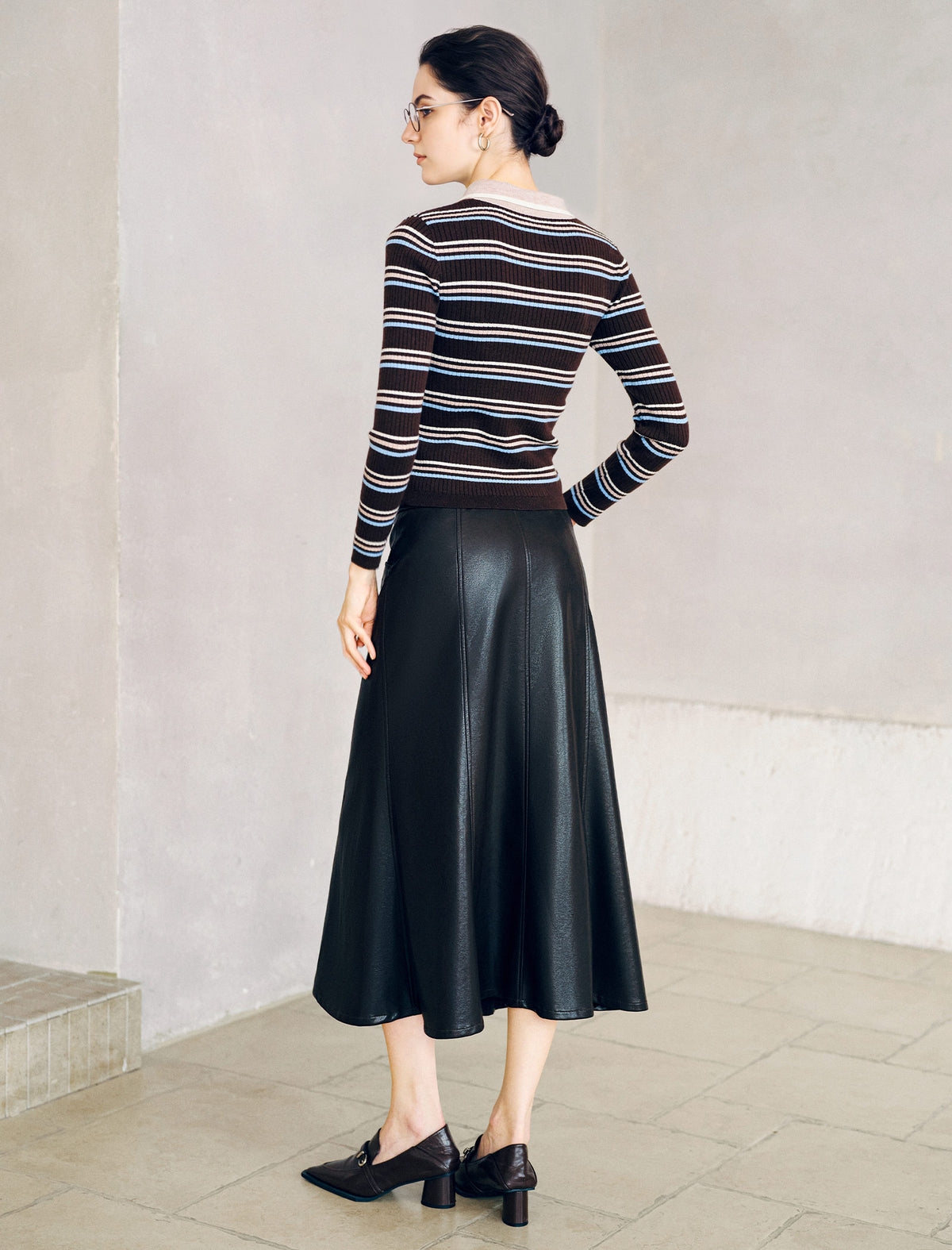 Wool Blend Striped Long Sleeve Sweater