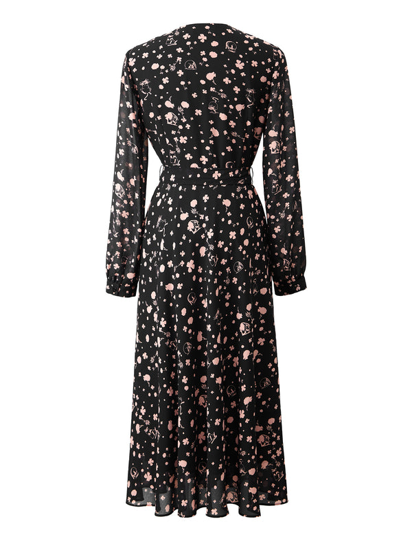 Floral Wrap Midi Dress