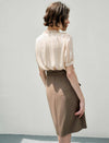 Ruffle Collar Striped Puff Sleeve Short Sleeve Top