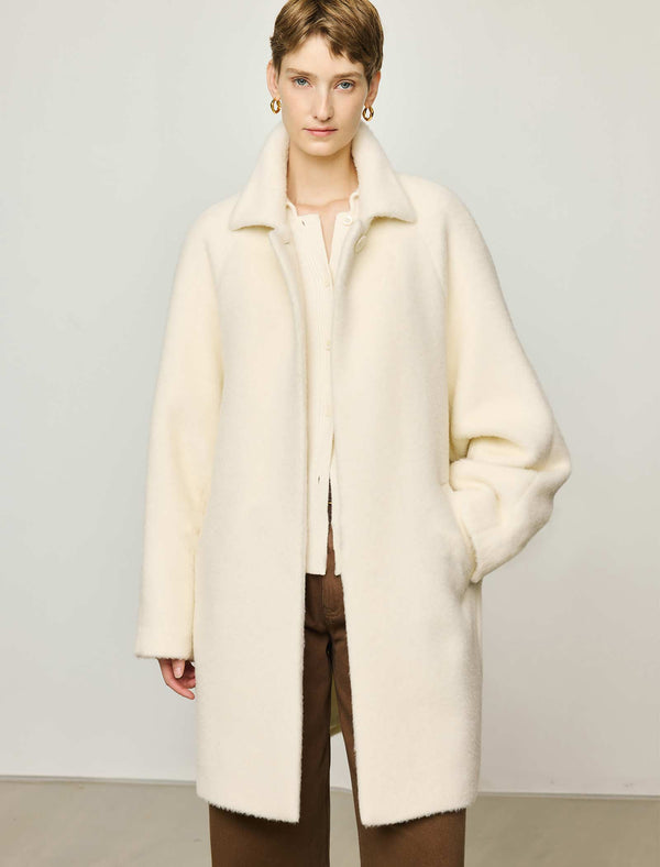 100% Alpaca Oversized Classic Collar Wool Coat