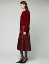 Metallic Floral High-Waist A-Line Midi Skirt