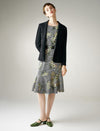Floral Print Crewneck Belted Dress