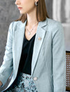 Light Blue 3/4 Sleeve Cropped Blazer