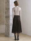 Lace Pleated Midi Skirt