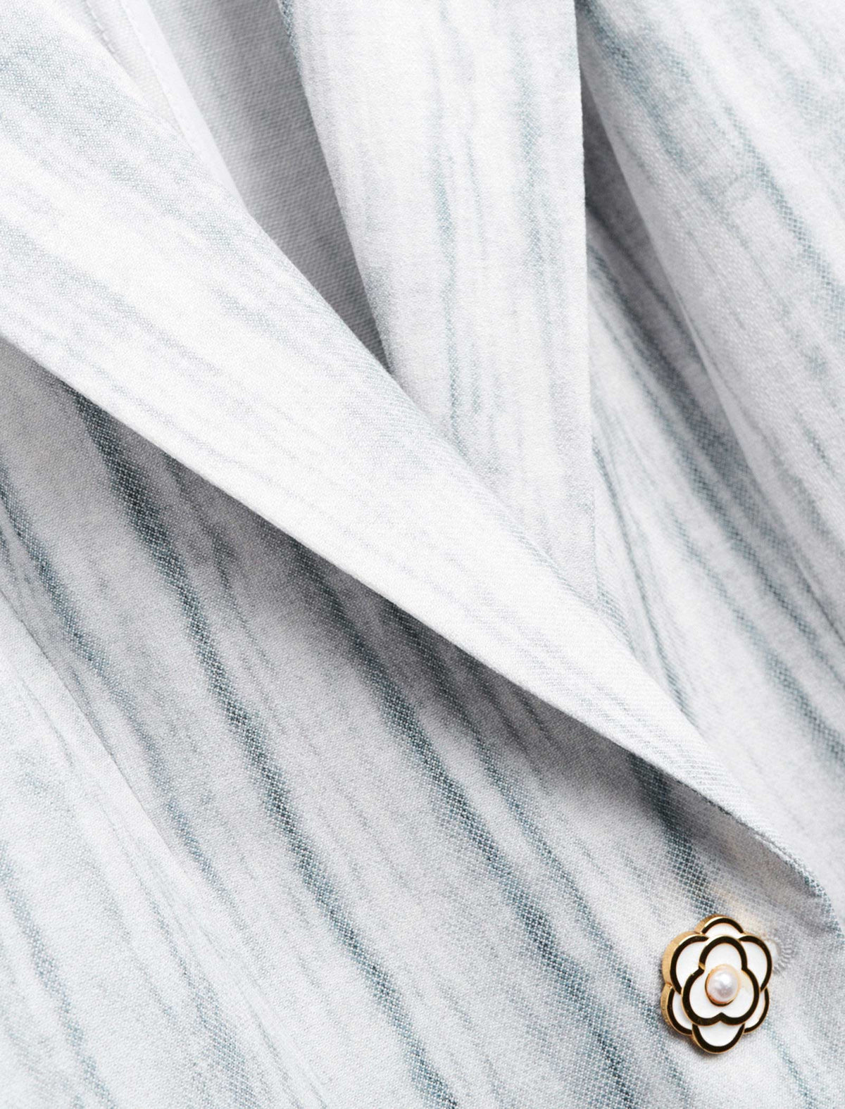 Linen Blend Three-Quarter Sleeve Striped Lapel Blazer